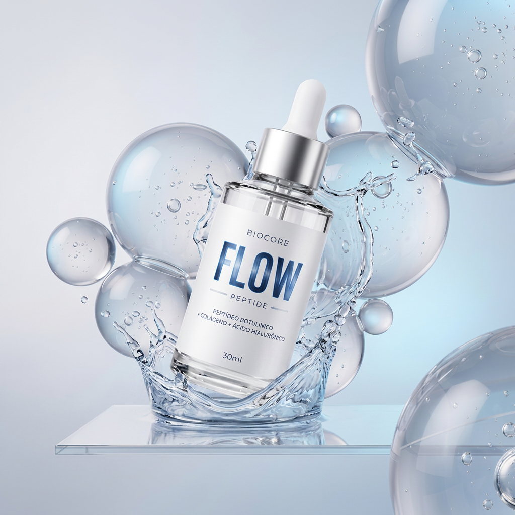 Sérum FLOW envolvido em bolhas de biotecnologia